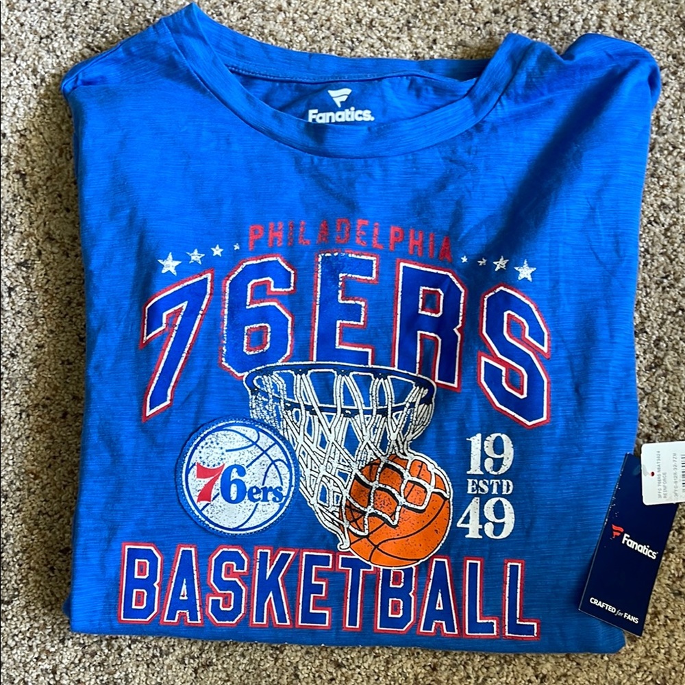 Fanatics Blue Philadelphia 76ers Basketball Tee 2XL
